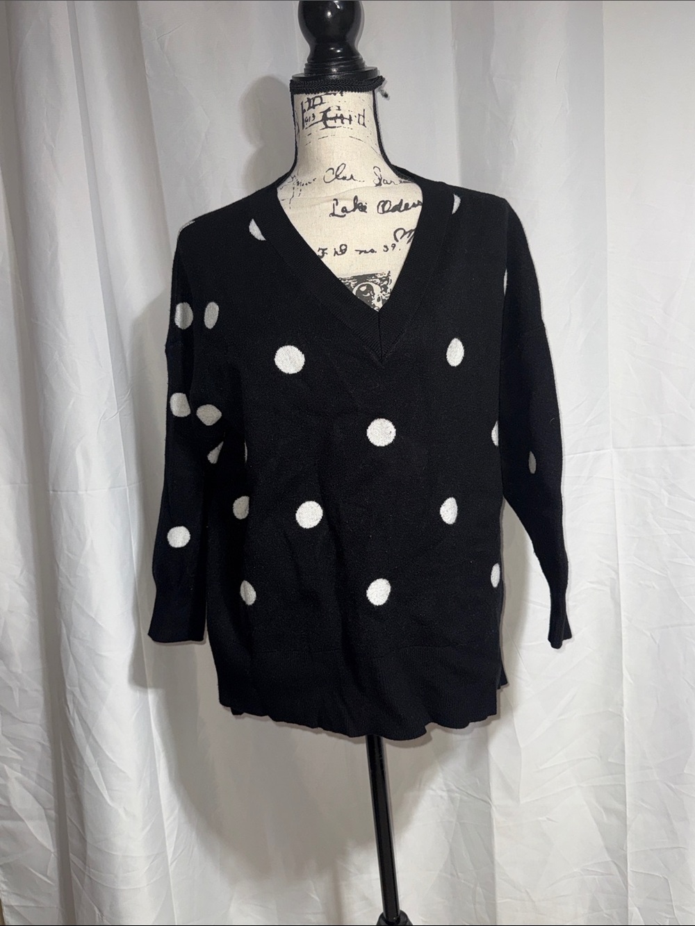 Farmers Market Black Polka Dot Knit Sweater